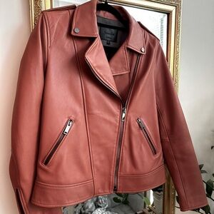 Massimo Dutti | Dusty Rose Leather Jacket